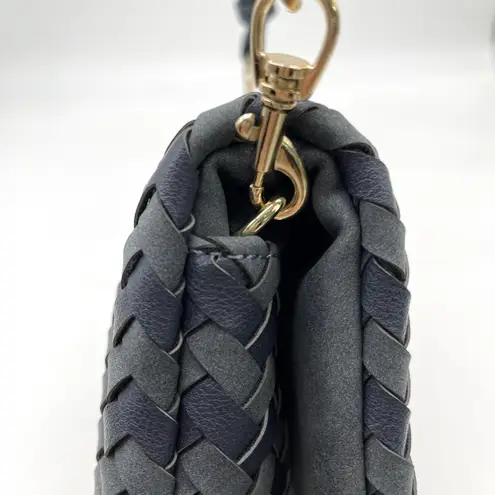 Sole Society Woven Flap Crossbody Bag Clutch Navy Blue Boho Minimalist Neutral