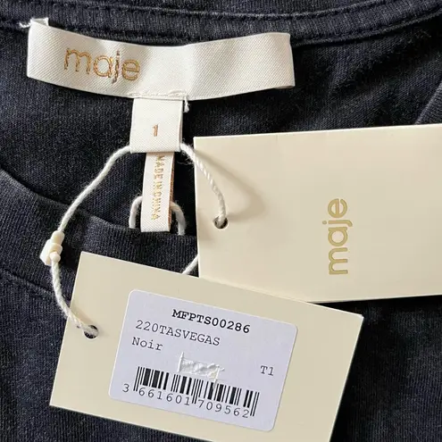 Maje NEW Tasvegas Paradise Rhinestone T-Shirt size 1 Black