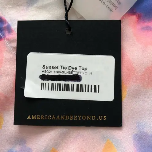 America & Beyond Tie Dye Short Dolman Sleeve Pullover Blouse M NWT Size M