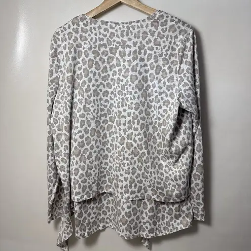 Belle by Kim Gravel Tank Top Set Womens Leopard Animal Print Mature Work Casual White Size M