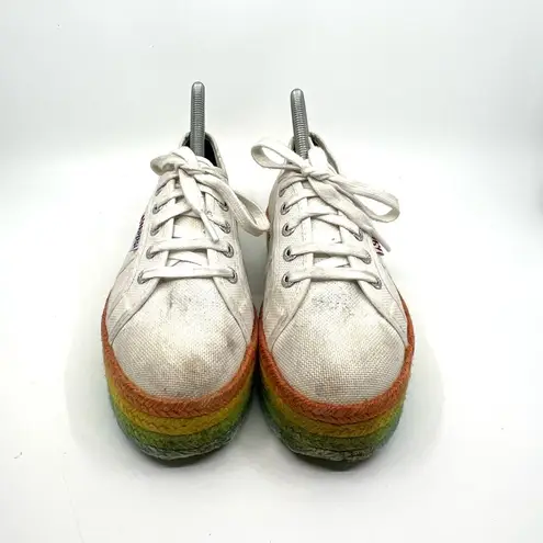 Superga  2790 White and Rainbow Platform Sneakers Women's 7.5 US