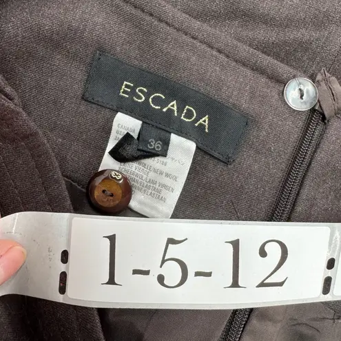 ESCADA Skirt Womens Size 36 Small Brown Wool Blend Button Detail Pencil Vintage