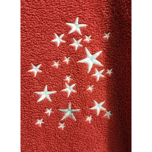 Red Fleece Lounge Pants with Embroidered Stars Drawstring Casual M Size M