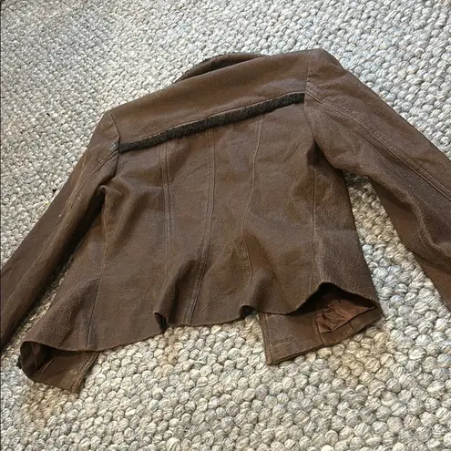 Dorothy Schoelen Silver Collection Brown Faux Fur Trim Blazer Jacket Size 4