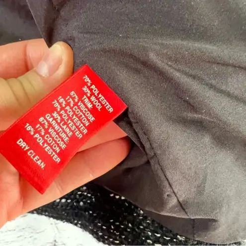 Saks 5th Avenue Saks Fifth Avenue Red Label Open Front Black Tweed Wool Blend‎ Blazer Lace Small