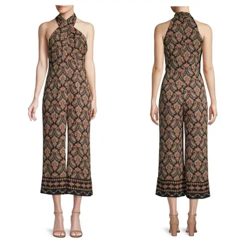 Kobi Halperin Tara Jumpsuit Size 2 Paisley Boho Silk Crisscross Halter Cropped