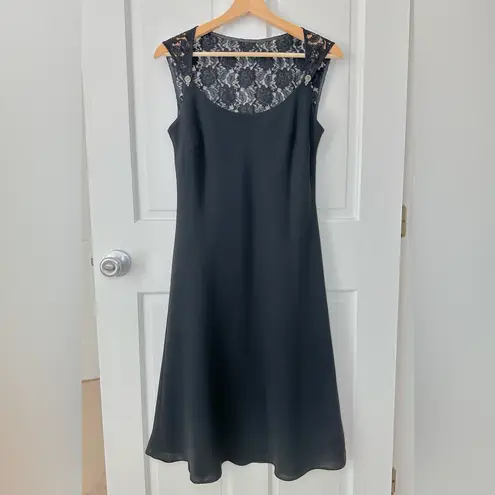 Jones Wear A-Line Empire Black Lace Jeweled Cocktail Party Midi Dress Size 6