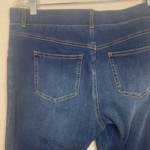 Betabrand womens medium long tall pull on bootcut jeans denim pants blue jegging