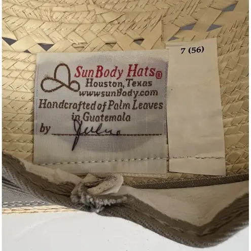 SunBody Palm Leaf Wide Brim Sun Hat Size 7 (56) Handcrafted Guatemala Beach