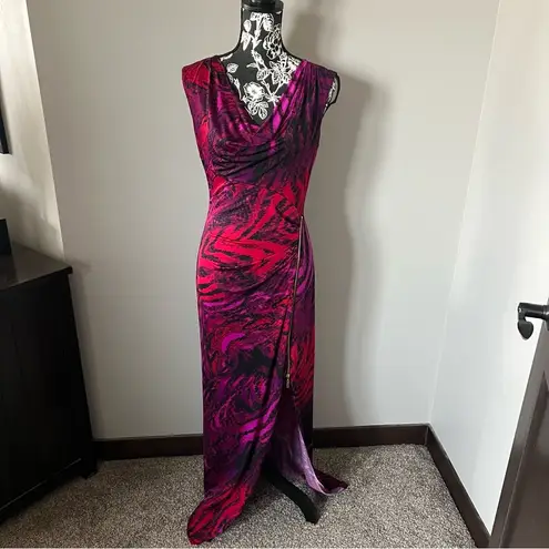 Cache  Red Purple Cowl Neck Dress evening designer gown brand new medium