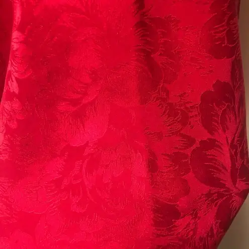 VTG Y2K SILKSCREEN Red Floral Embossed Tap Pant Cami Set Sz. M 100% Silk Size M