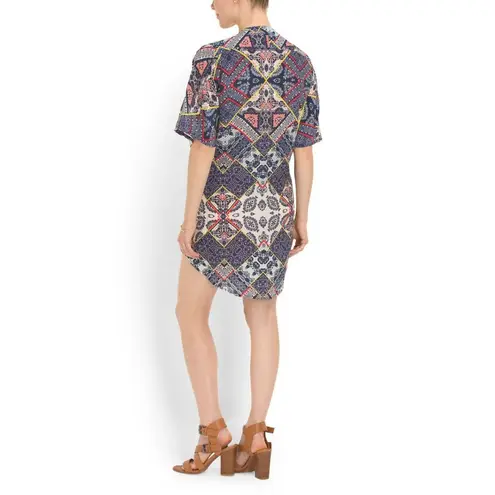 Gypsy 05 NWT Bima Printed Silk Lace Front Dolman Sleeve Shift Mini Dress M $242