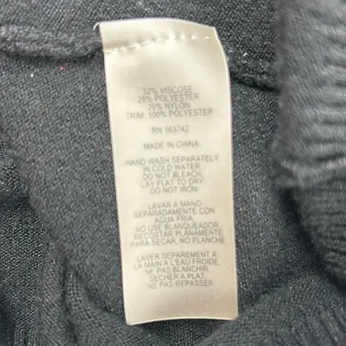 Sioni Women's Black Sheer Pleated Sleeve Mock Neck Blouse Size M Size M