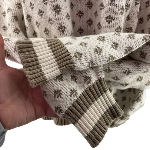 Jantzen Vintage Cream and Taupe Pullover Sweater Xlarge