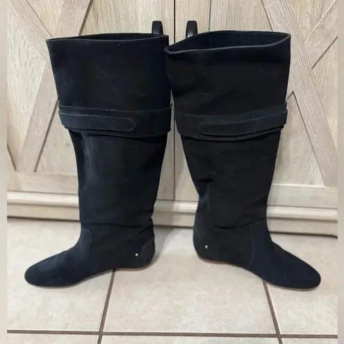 Chloé Chloe Black Suede knee Hig Buckle Boots Size 38/7.5