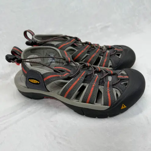 Keen Waterproof Water Newport Hiking Sandals Shoes Gray Orange Accent Size 8