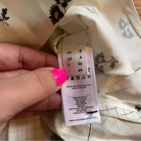 Victoria Beckham ivory floral and geometric print top size 4