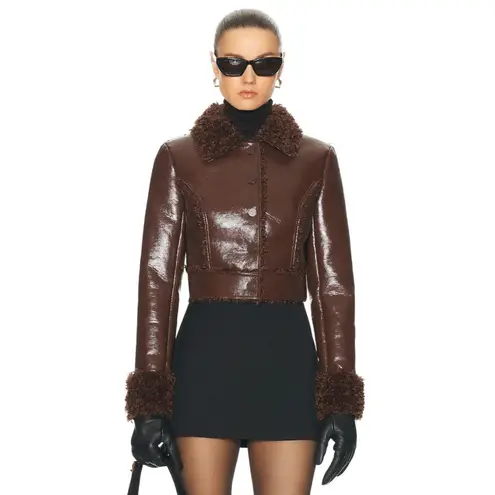 Cult Gaia Mercia Reversible Jacket in Java Brown 2 New Womens Faux Fur Coat