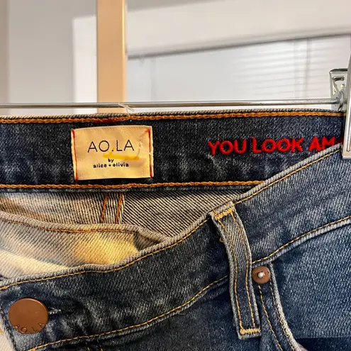 Alice + Olivia Ao.La by  Colorblock asymmetrical zip jeans size 25 - Image 4