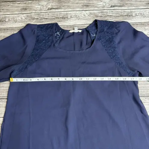 Tea N Rose Women's Blouse Top Shirt Dark Blue M Med Medium Lightweight Lace Thin