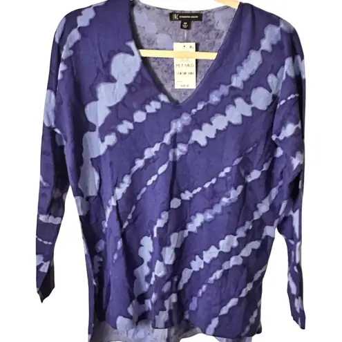 INC Size Petite Med Blue Tie Dye V