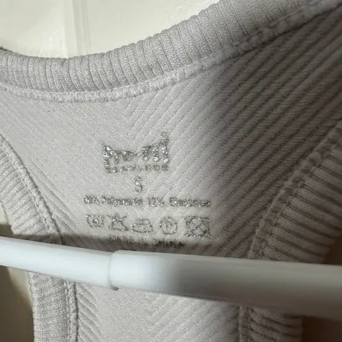 Pro-Fit Seamless Ribbed Tank Top Athletic Racerback Sports Bra Gray Small