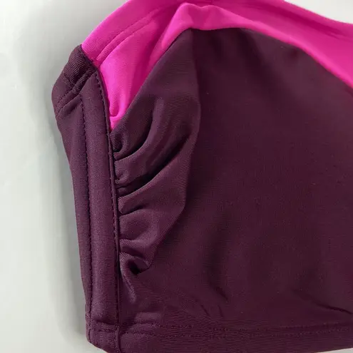 Kona Sol Women’s Burgundy Pink Colorblock Bandeau Bikini Swim Top Size Large NWT