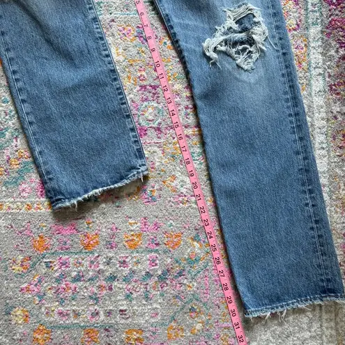 Moussy Vintage Plymouth Straight Blue High Rise Distressed Jeans Women's Size 28