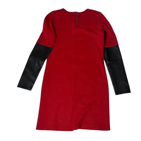 DEREK LAM 10 CROSBY Red Black Dress Venetian Will Blend Lamkin Leather Size 4