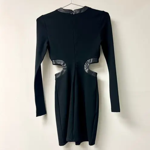 STAUD Dolce Long Sleeve Cut-Out Bodycon Mini Dress Black Women's Size XS