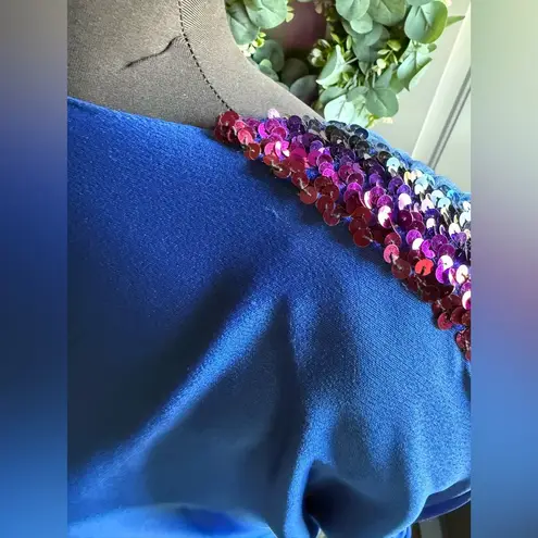 Vintage 80s sequin tank dress with matching shawl set, size 10 Purple