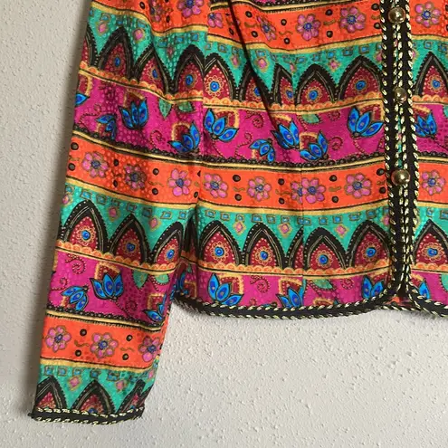 Maggy London Vintage Blouses Art to Wear Multicolor Silk Blazer Blouse Top sz 4