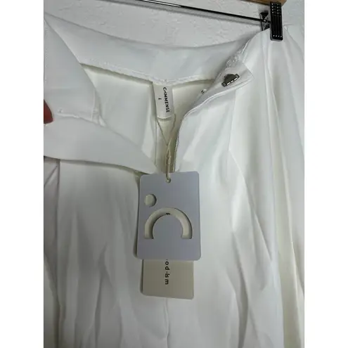Commense White Pleated High Waisted Wide Leg Trouser Pants L NWT Size L