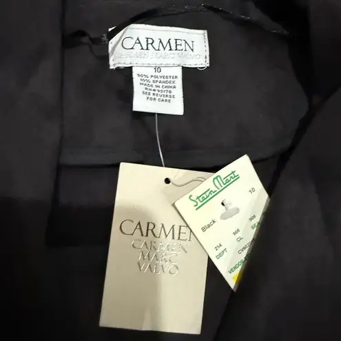 Carmen Marc Valvo NWTCarmen Marc Valvo Faux Suede Cardigan Women 10 Black Metallic Open Front Goth