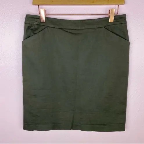 New York & Co. Stretch Twill Khaki Pencil Skirt Olive 6