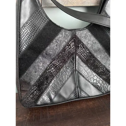 Bueno Vintage Black Leather Patchwork Hand Purse