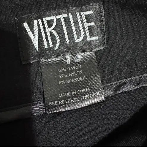 Virtue Women Elegant Black Pencil Stretchy Business Casual Skirt Size 8