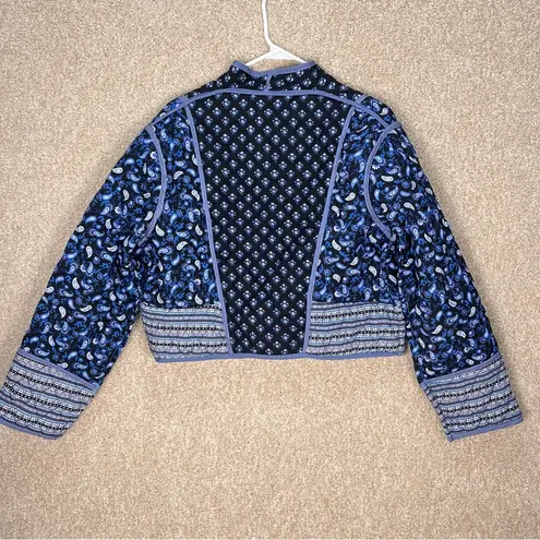 Reversible quilted women's jacket large jacket blue black pink white floral