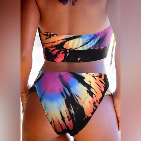 Reverse Tie Dye Hollow Out Halter Bikini Size Medium