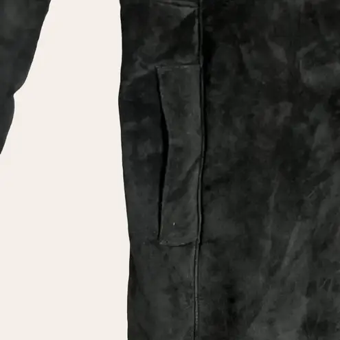 Marvin Richards Vintage Suede Leather Faux Black Long Shearling Coat Size M