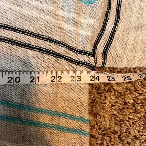 Stitches & Stripes Hooded Knit Sweater Striped Light Gray Blue Casual Size M