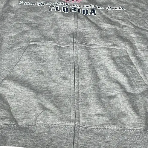 Delray Beach Florida Womens Medium Hoodie Distressed Shark Flower Hoodie Gift Gray