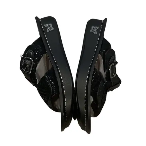 Alegria PG LITE PEG-530 Black Dazzler Leather Slip On Slide Platform Sandals 39