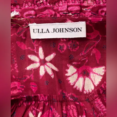 Ulla Johnson Delphine Burgundy Floral Printed Scoop Neck Jumpsuit Size 2 NEW