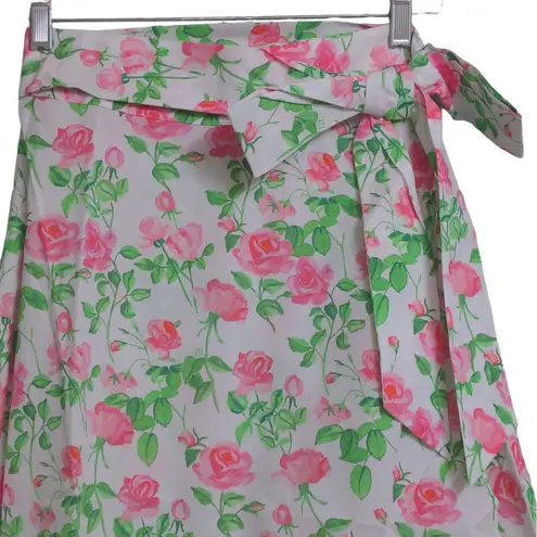 Hill House The Mirabel Skirt Pink Roses Wrap Midi Cotton XS New