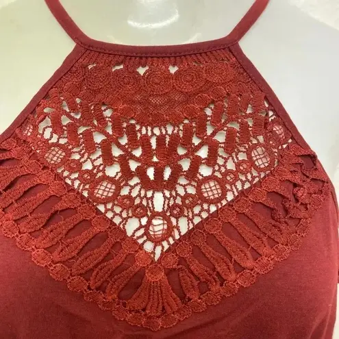 🆕Lace Splicing Drawstring Pocket Romper L🆕 Red Size L