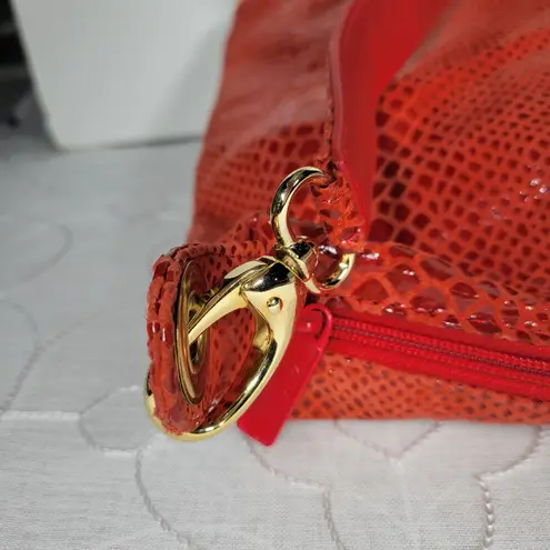 Bags by Pinky Red Patent leather Snakeskin Reptile Convertible Shoulder Bag