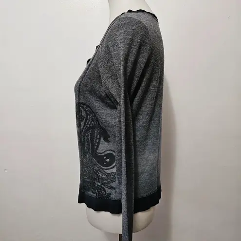 David Cline Women's Gray Subliminal Paisley SweaterSize Medium