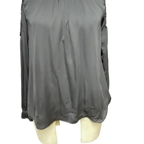 L'Academie  Black Cold Shoulder Satin‎ Long Sleeve Top Size XS