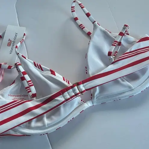 Vineyard Vines NWT  Red & White Stipe Bikini Swim Top Size Medium